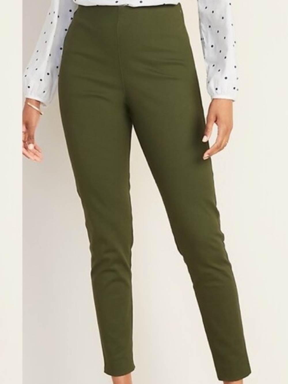 Old Navy Women 10 Green High-Waisted Super Skinny Ankle Pants NWT